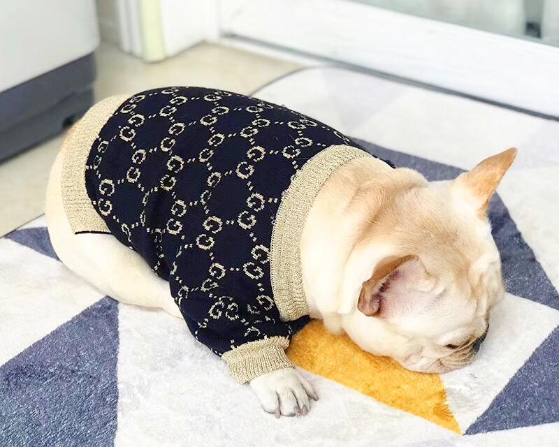 French Bulldog Puppy Sweaters Dark Black & Golden - Frenchiely