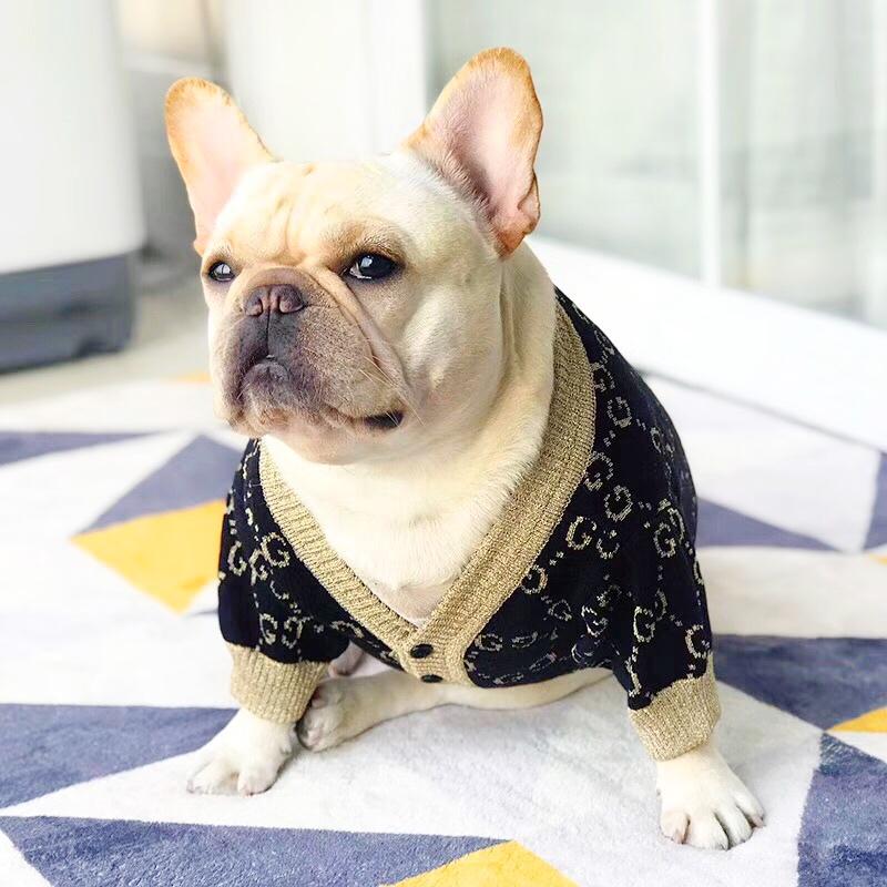 French Bulldog Puppy Sweaters Dark Black & Golden - Frenchiely