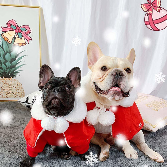 santa costume for dog Christmas cloak for small dogs - Frenchiely