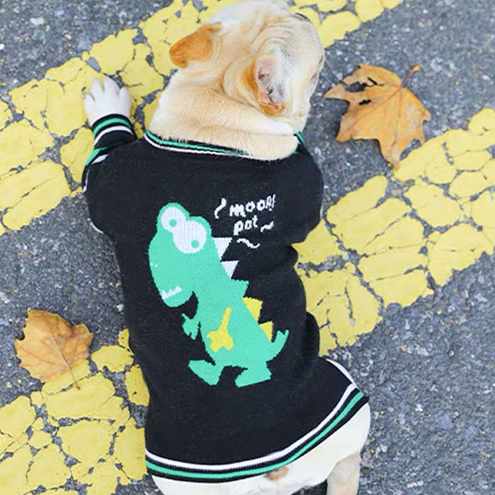 Cartoon Dinosaur Bulldog Sweater Knitting Pattern - Frenchiely