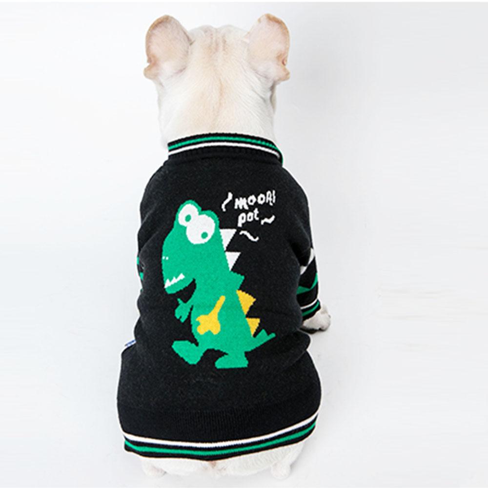 Cartoon Dinosaur Bulldog Sweater Knitting Pattern - Frenchiely