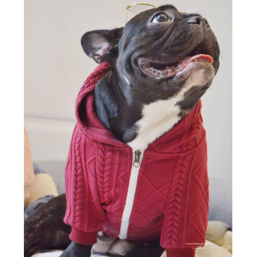 zipper up dog sweater with hood - Frenchiely
