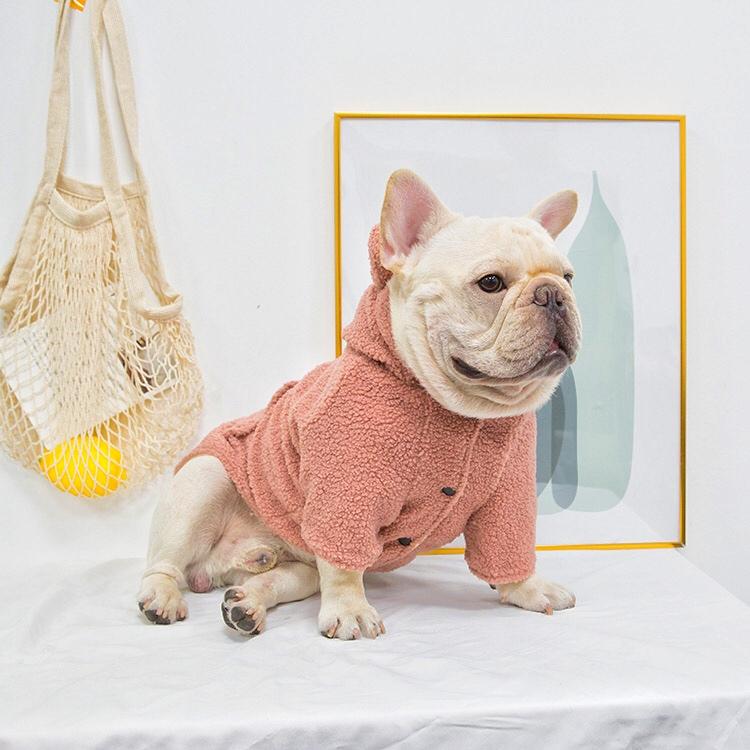 Fluffy Hoodie Coat with Pocket for Medium Dogs - Frenchiely