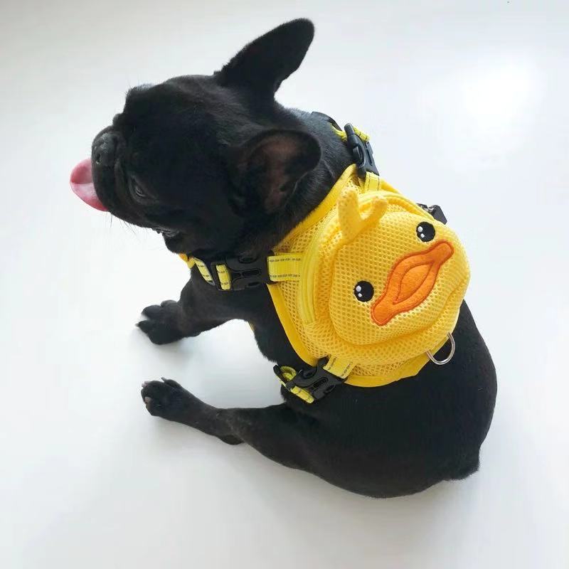 Cartoon Duck Mesh Backpack Harness Bag with Leash - Frenchiely