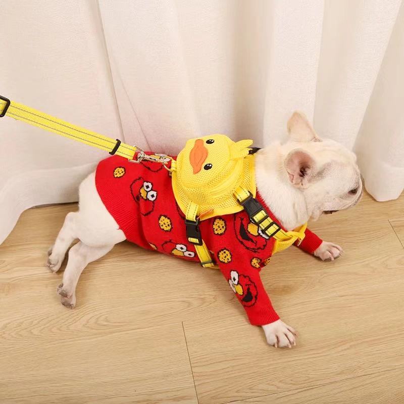 Cartoon Duck Mesh Backpack Harness Bag with Leash - Frenchiely