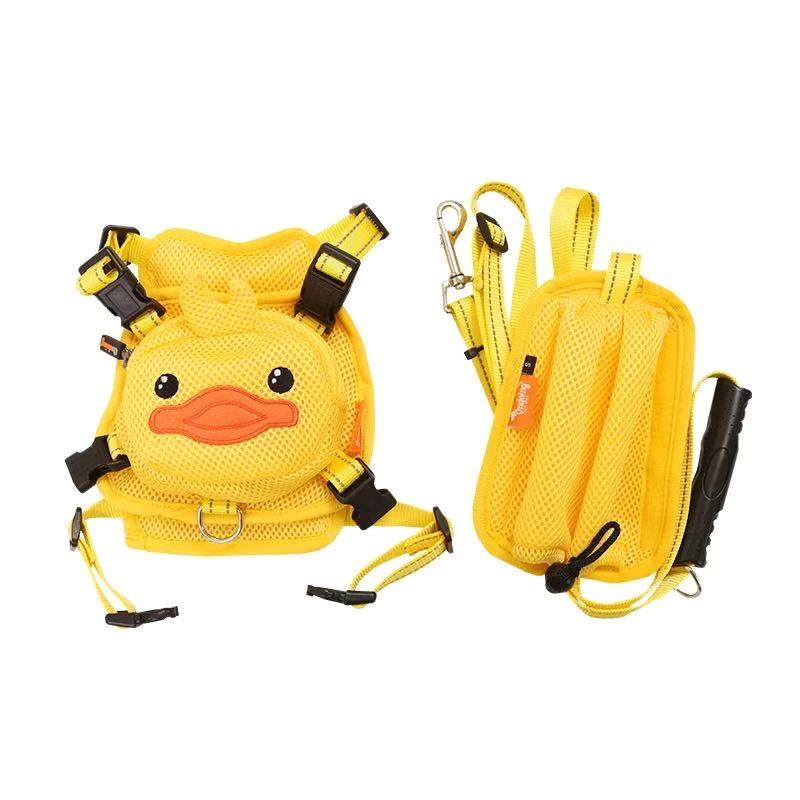 Cartoon Duck Mesh Backpack Harness Bag with Leash - Frenchiely