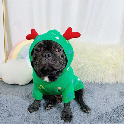 French Bulldogs Christmas Reindeer Sweater Clothes BY FRENCHIELY