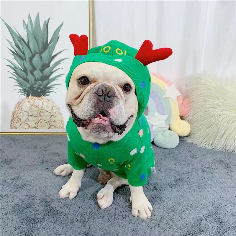French Bulldogs Christmas Reindeer Sweater Clothes BY FRENCHIELY