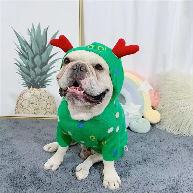 French Bulldogs Christmas Reindeer Sweater Clothes BY FRENCHIELY