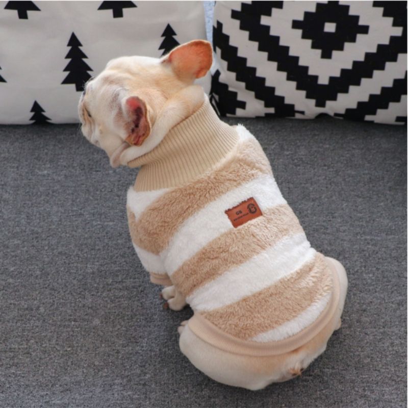 Striped Turtleneck Sweater for Bulldogs - Frenchiely