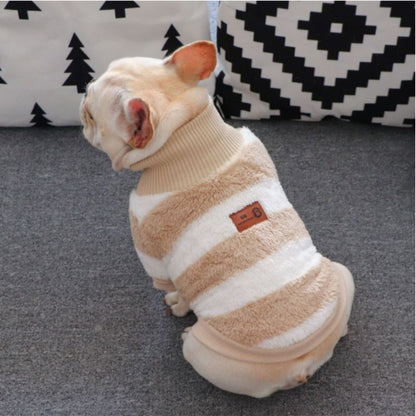 Striped Turtleneck Sweater for Bulldogs - Frenchiely