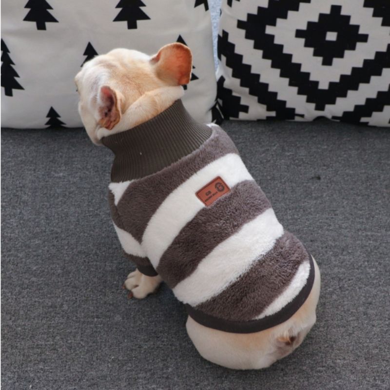 Striped Turtleneck Sweater for Bulldogs - Frenchiely