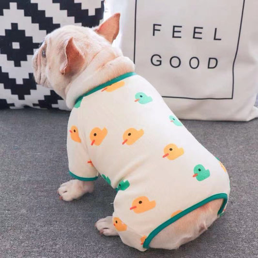 Frenchiely Dog Winter Cartoon Duck Pajamas Onesie PJs 01