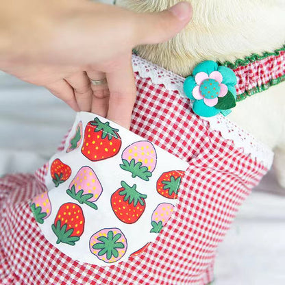 Dog Strawberry Dress with Knitted Bag - Frenchiely