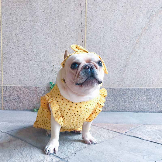 Dog Floral Puff Sleeve Dress - Frenchiely