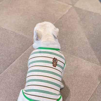 Dog Green Striped Shirt FOR MEDIUM SIZED DOGS BY FRENCHIELY