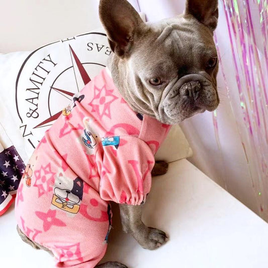 Frenchie Prints Dog Pajamas Frenchielydogpinkpajamasformediumdogs01