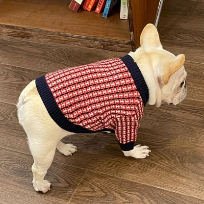 Dog Red Plaid Sweater for French Bulldogs BY FRENCHIELY