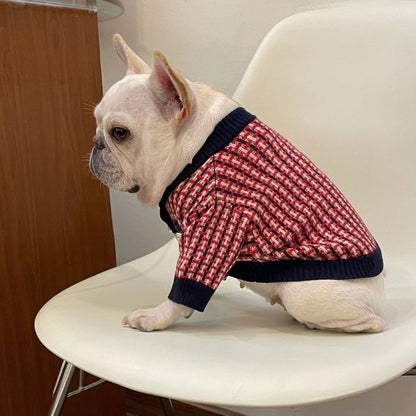 Dog Red Plaid Sweater for French Bulldogs BY FRENCHIELY