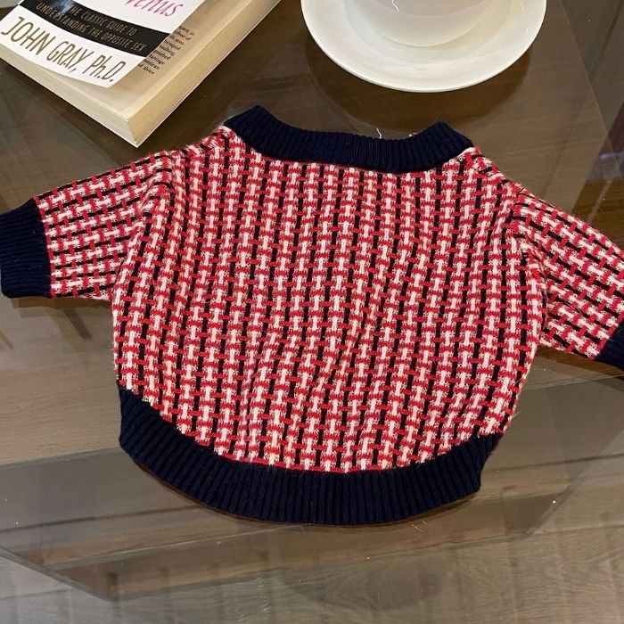 Dog Red Plaid Sweater for French Bulldogs BY FRENCHIELY