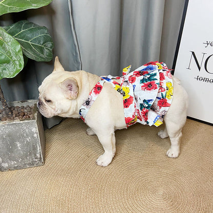 Dog White Floral Dress for French Bulldogs - Frenchiely