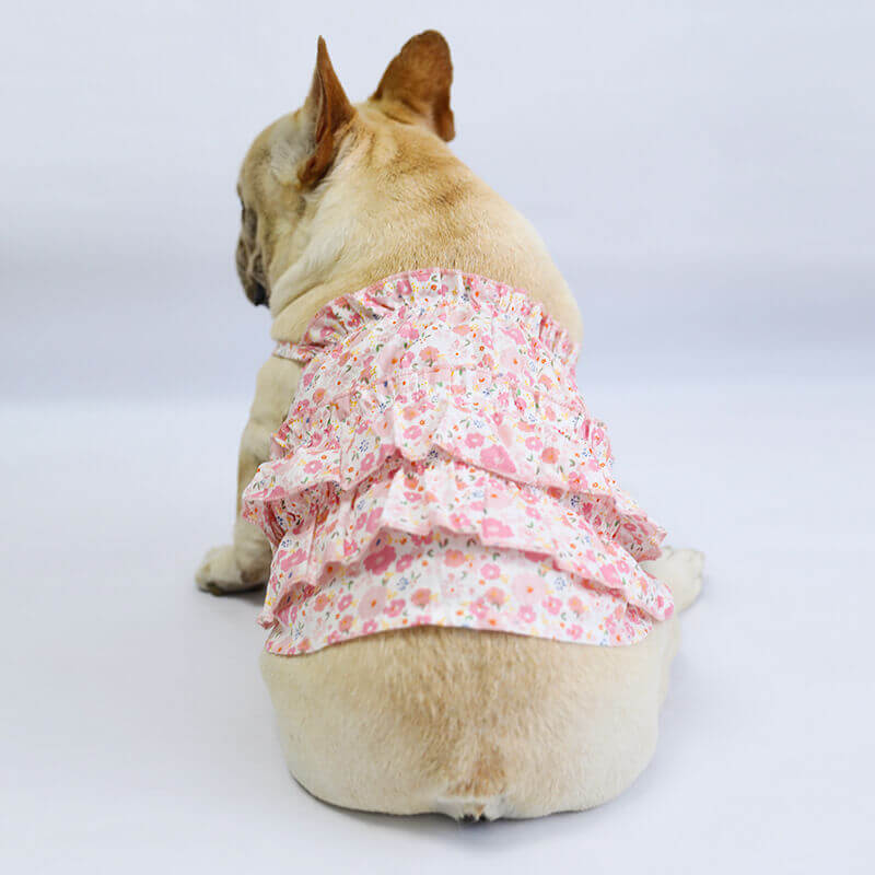 Dog Pink Floral Dress for medium french bulldogs by Frenchiely