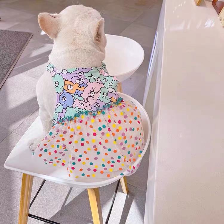 Dog Lace Polka Summer Dress for french bulldogs 0