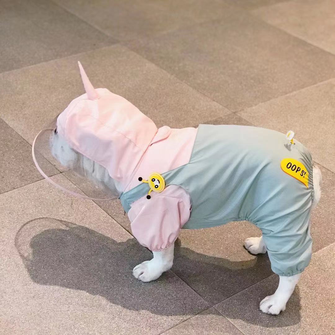 Frenchiely dog cartoon unicorn raincoat jacket 