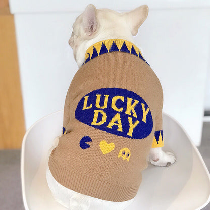 Dog V-neck Sweater Jumper ' Lucky Day' BY FRENCHIELY