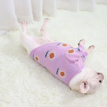 dog purple daisy sweaters for french bulldogs - Frenchiely