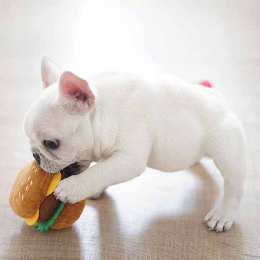 Hamburger Fried Chips Dog Plush Squeaky Toy - Frenchiely