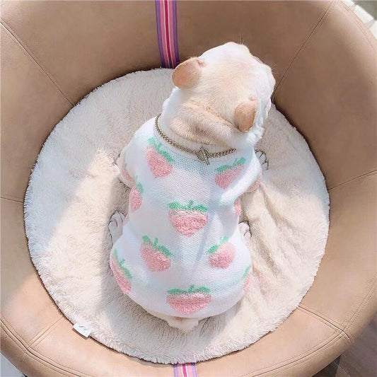 Dog White Peach Sweater Jumper for Frenchies -Frenchiely