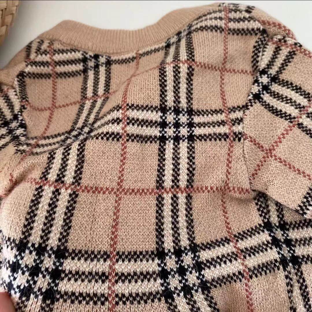 Dog Beige Plaid Sweater - Frenchiely