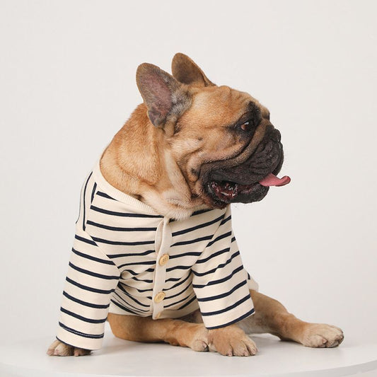 Dog Classic Cotton Stretchy Striped Shirts for Medium Dogs by Frenchiely 