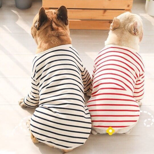 Dog Classic Cotton Stretchy Striped Shirts for Medium Dogs by Frenchiely