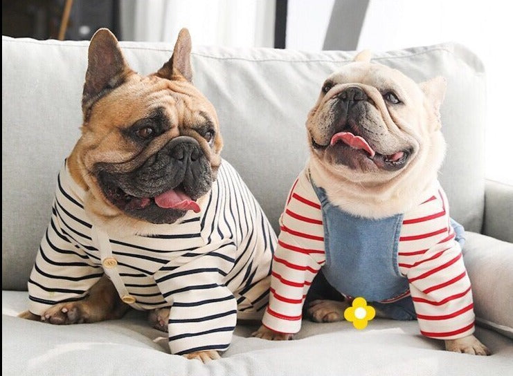 Dog Classic Cotton Stretchy Striped Shirts for Medium Dogs by Frenchiely 