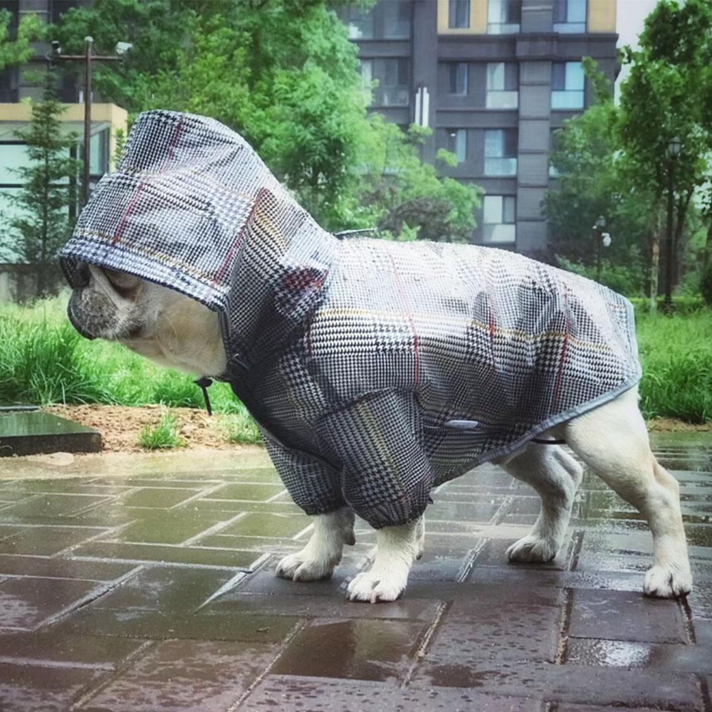 Camo Dog Rain Coat Plaid Stripe Rain Jackets for Bulldogs - Frenchiely