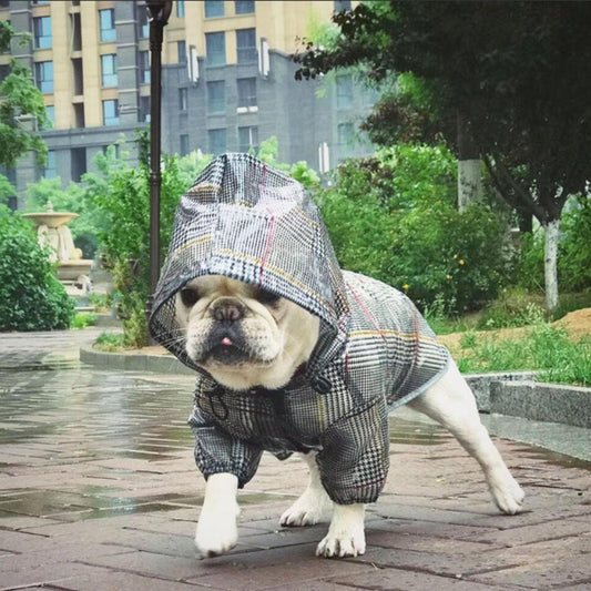 Camo Dog Rain Coat Plaid Stripe Rain Jackets for Bulldogs - Frenchiely