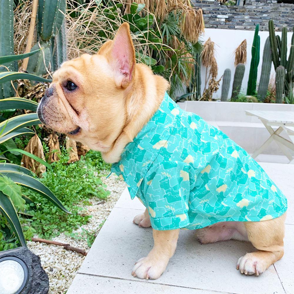 Dog Green Hawaii tshirts for French Bulldogs - Frenchiely