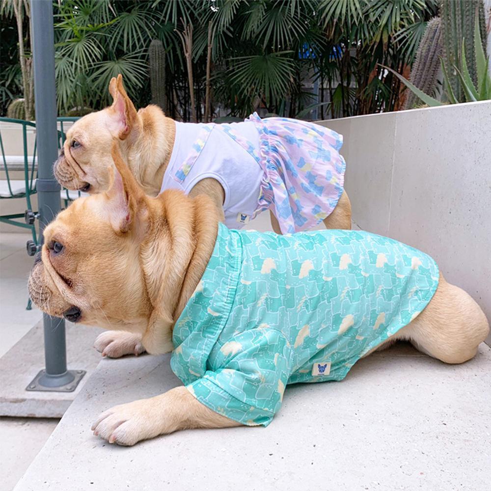 Dog Green Hawaii tshirts for French Bulldogs - Frenchiely