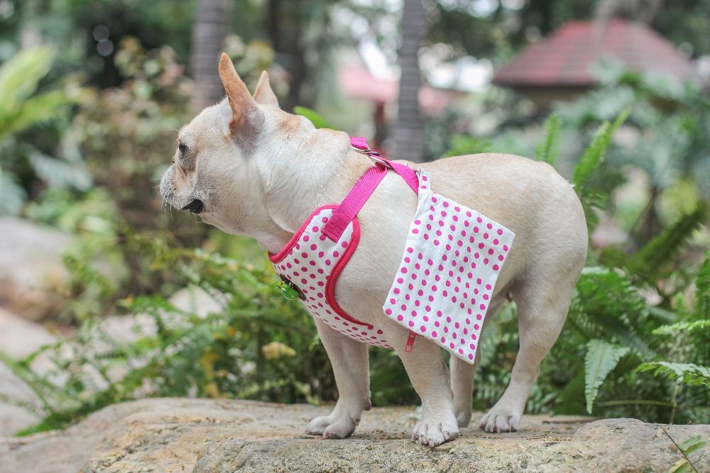 pink soft dog harness for french bulldog - Frenchiely