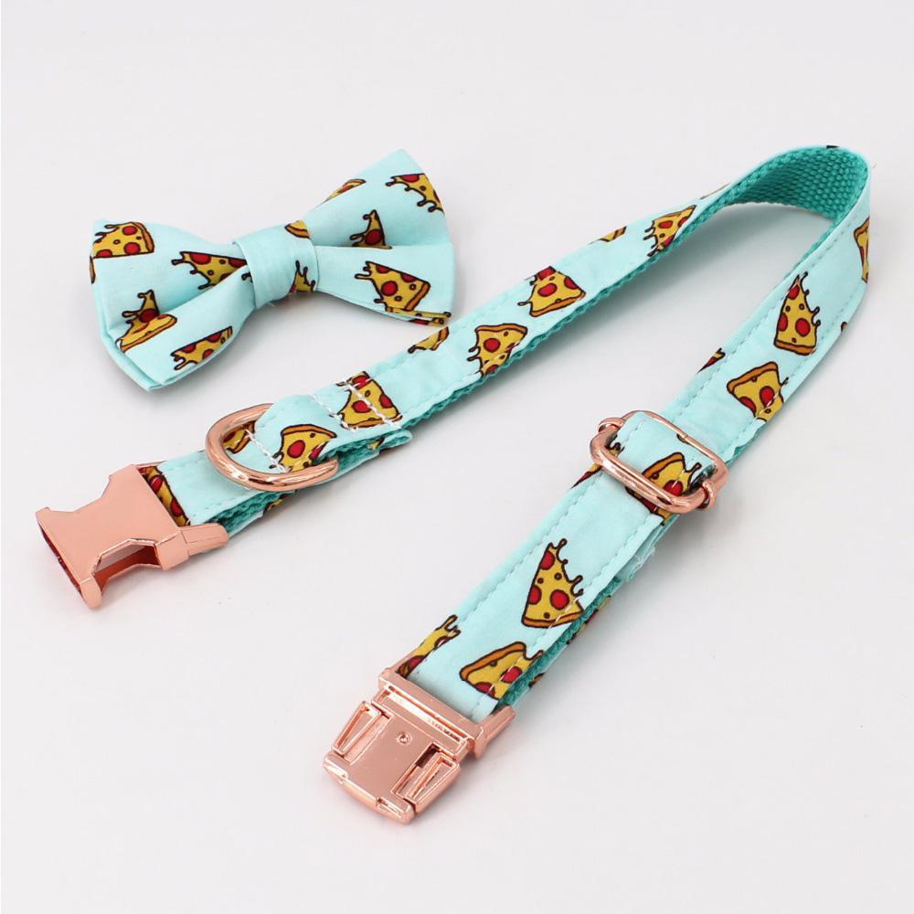 pizza dog collar with bow tie for medium dogs - Frenchiely