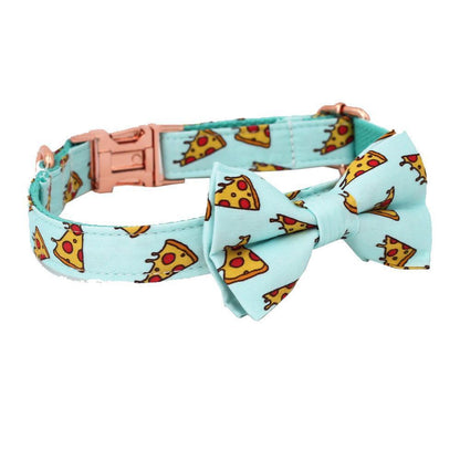 pizza dog collar with bow tie for medium dogs - Frenchiely