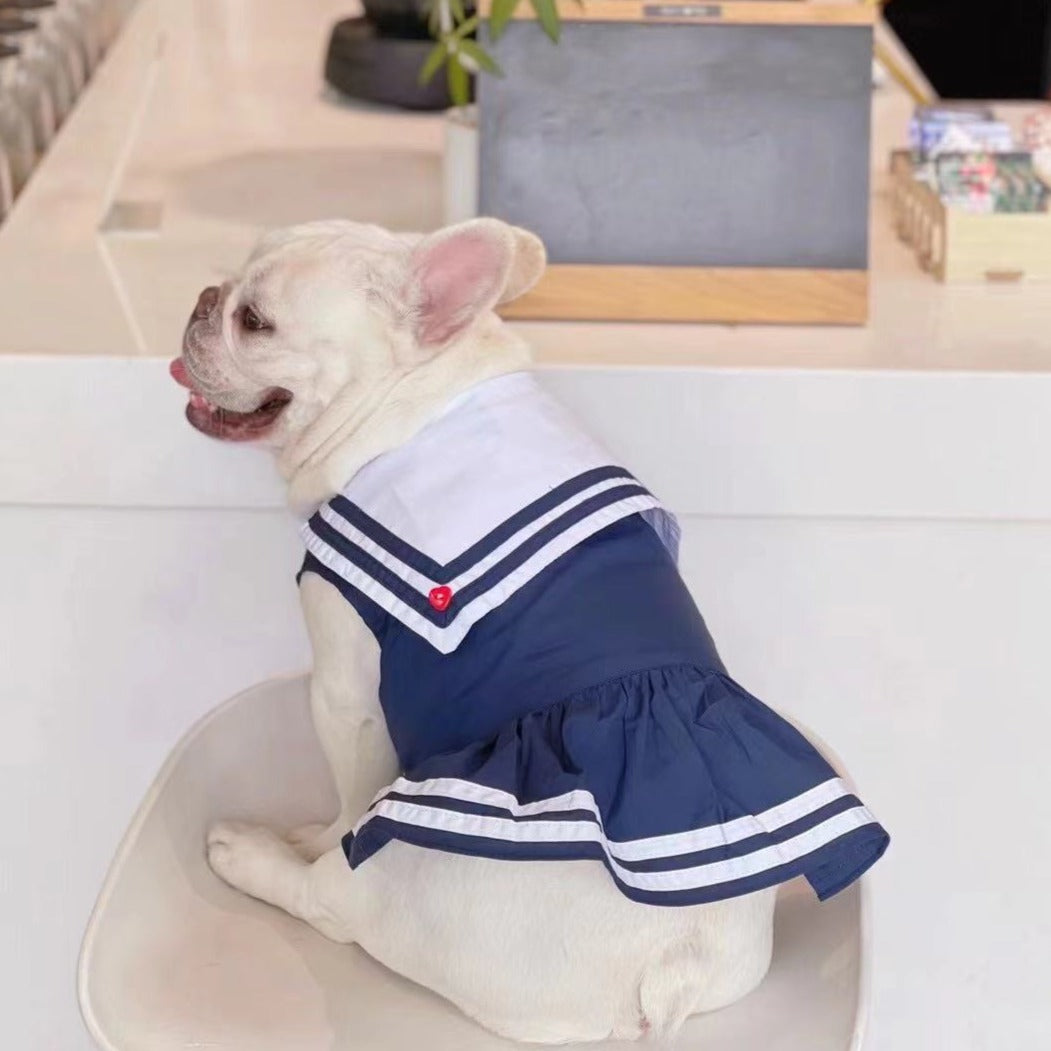 Dog Navy Blue Dress for Small Medium Dogs | Worldwide Shipping Frenchiely Dog Navy Blue Dress for Small Medium Dogs | Worldwide Shipping Frenchiely