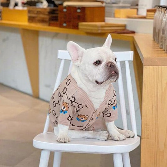 Beige Bear Cardigan dogbearcardigansweaterformediumdogsFrenchBulldogsbyFrenchiely02_3