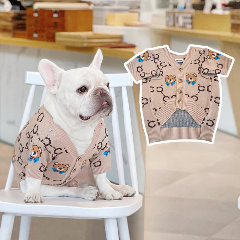 Dog bear cardigan sweater for medium dogs by Frenchiely 