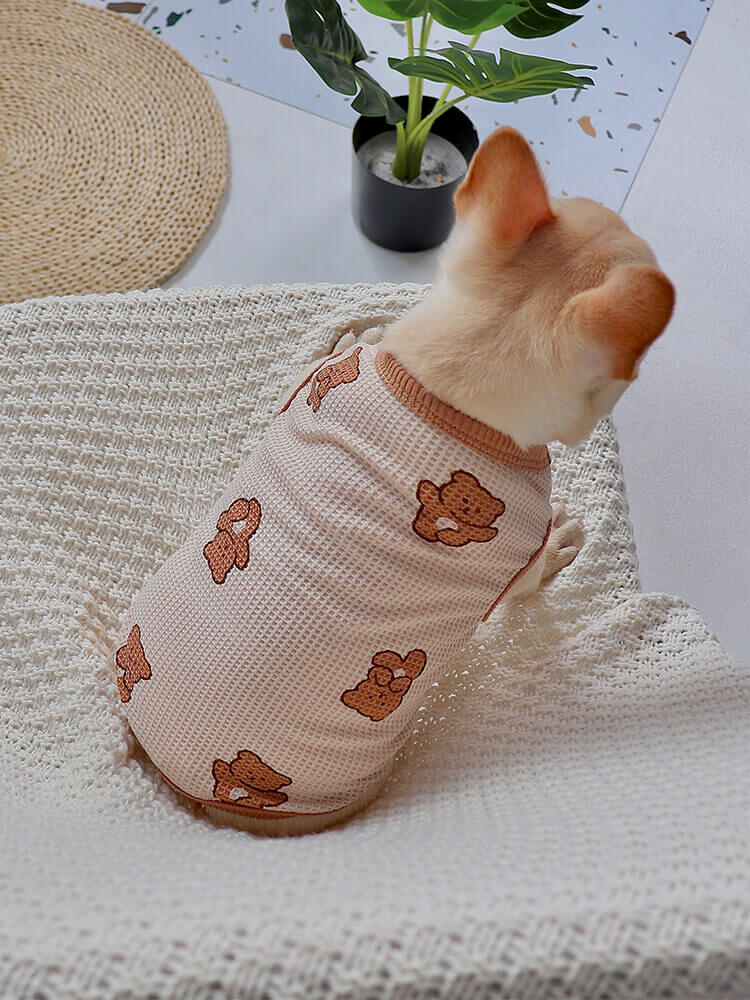 Puppy Bear Waffle Fabric Shirt for small medium dogs by Frenchiely 
