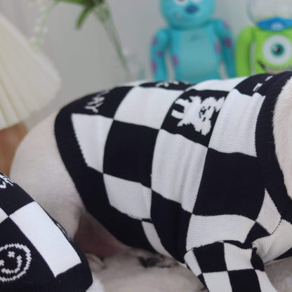 Dog Blackcheck Pullover Sweater for French Bulldogs BY FRENCHIELY 