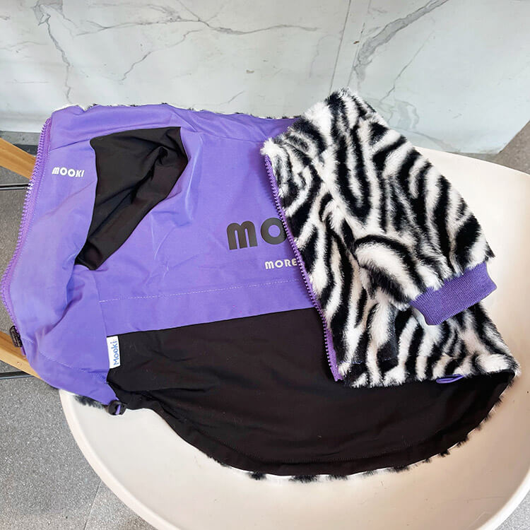 Dog Winter Zebra Zipper Up Jacket Coat FOR FRENCH BULLDOGS 