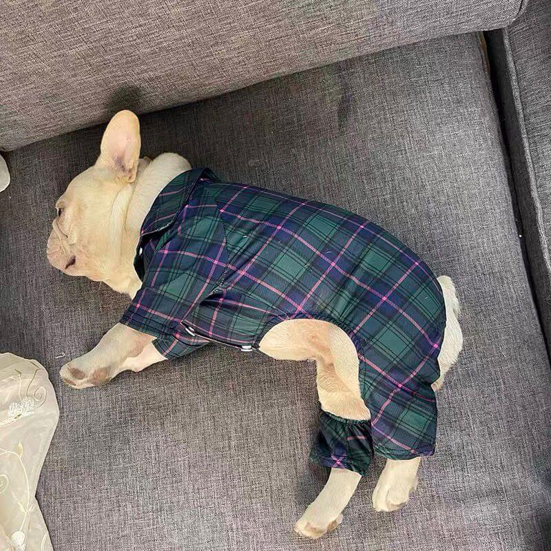 Dog Buffalo Plaid Pajamas Jumpsuit for Medium Dogs by Frenchiely 